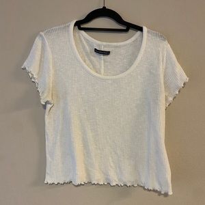 Abercrombie White Lettuce Hem Shirt Sz Large